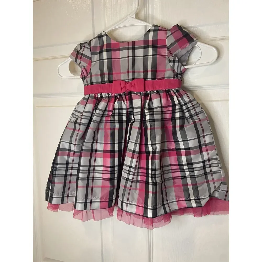 Carter’s Baby Girl Plaid Dress Pink Gray Tulle Party 18M Holiday Cute